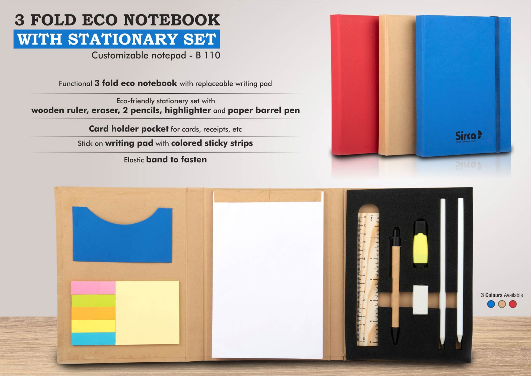 3 fold Eco Notebook with stationary set | Customizable notepad -
https://youtu.be/Mj_Gj5fSvRk