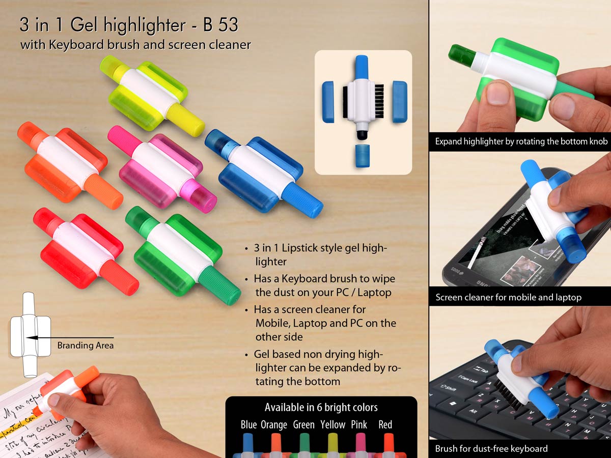 Gel highlighter with Keyboard brush and screen cleaner -
https://youtu.be/SvVdoWqkN8o