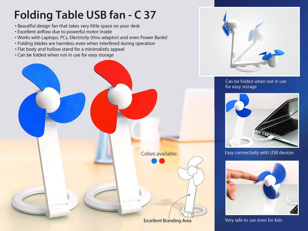 Folding Table USB fan with safety blades and USB cable -
https://youtu.be/o3c49SOcT_Y