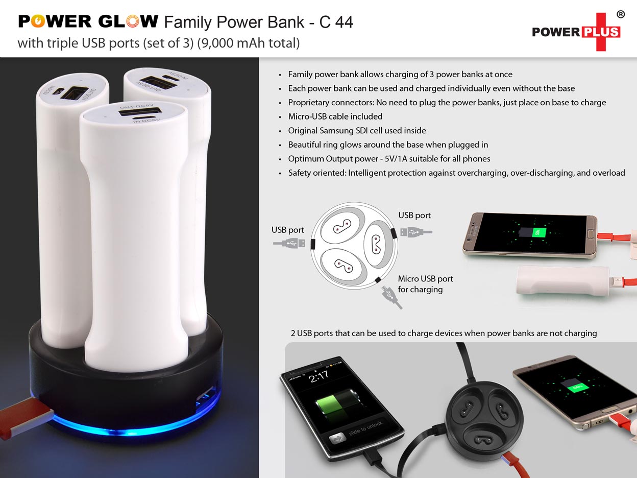Family power bank with triple USB ports (set of 3) (9,000 mAh) -
https://youtu.be/WmI6jhka7Ck