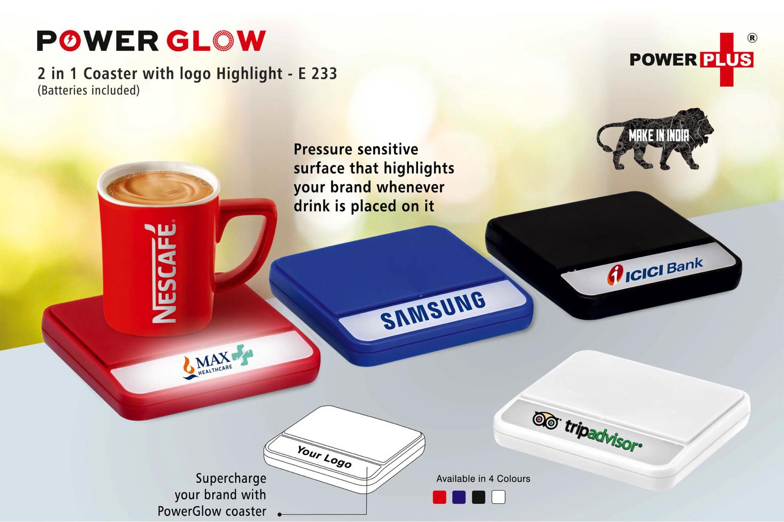 Power Glow coaster with logo highlight (batteries included)