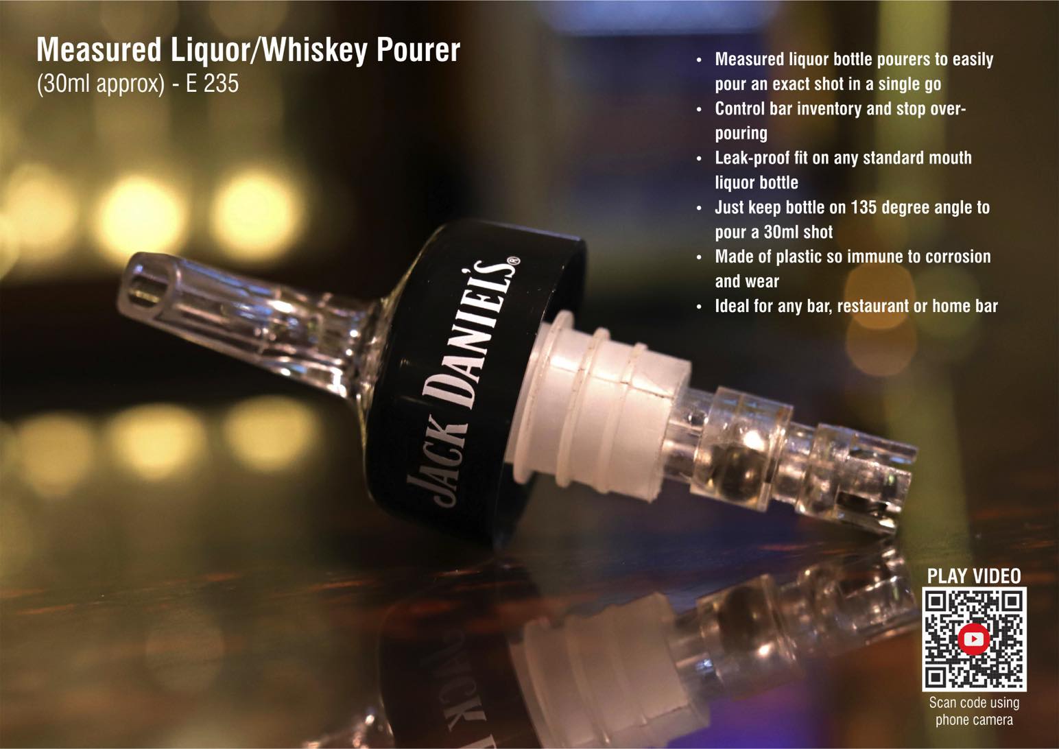 Measured Liquor/whiskey pourer (30ml approx) -
https://youtu.be/ZaDFwv2UpyA