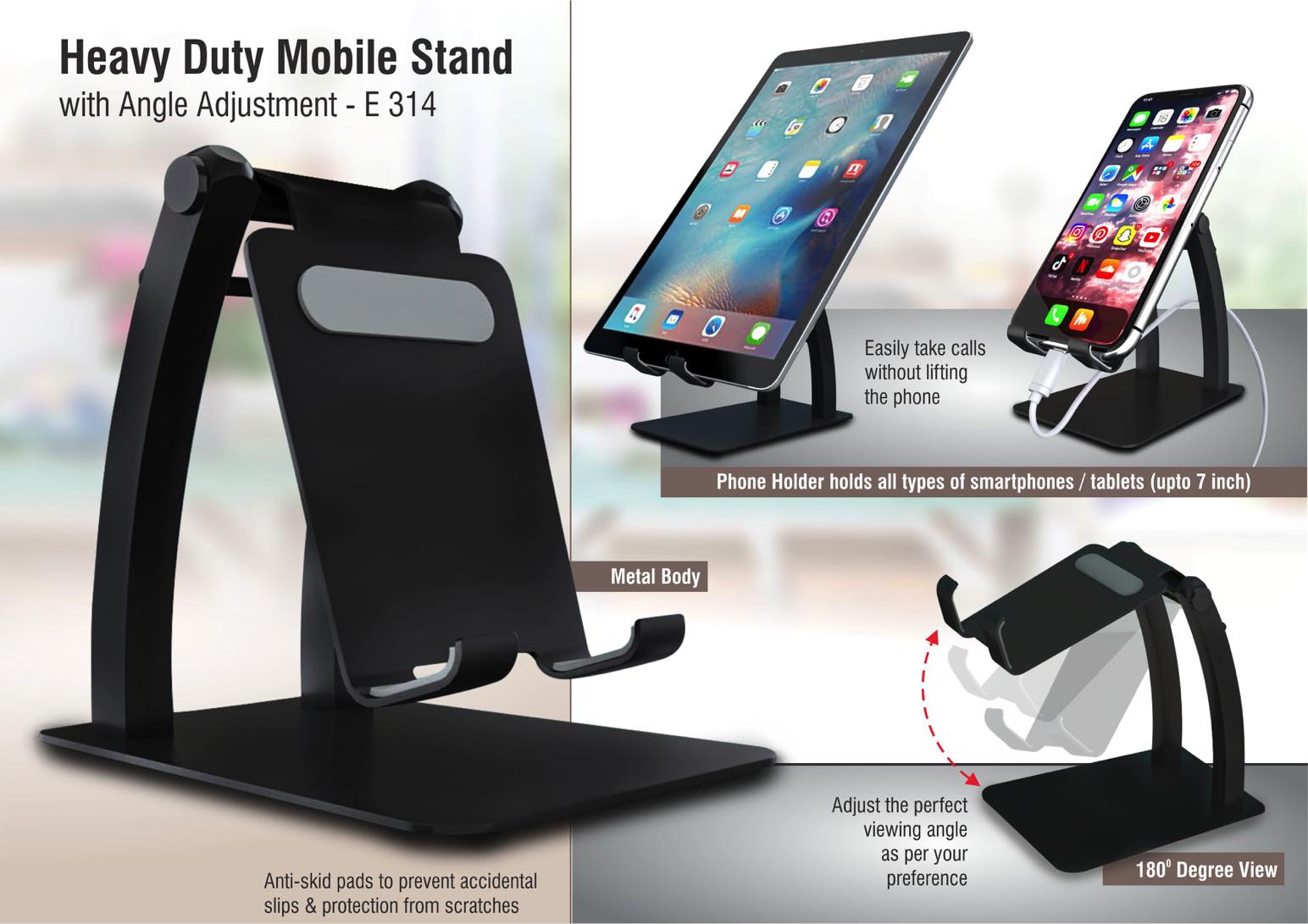 Heavy duty Mobile stand with angle adjustment