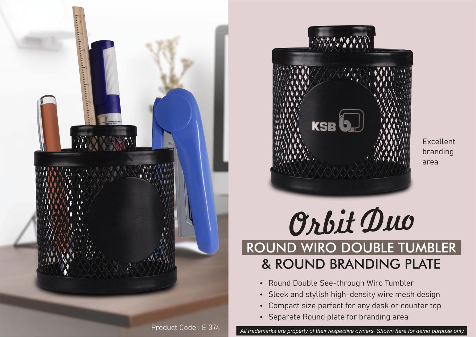 Orbit Duo: Round Wiro Double tumbler & Round Branding Plate
