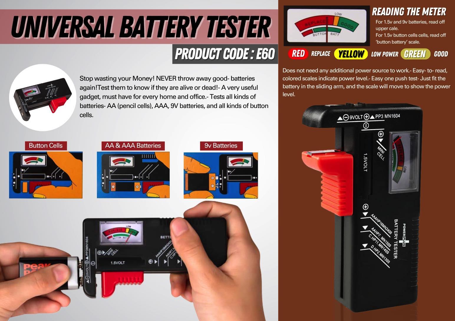 Power Plus universal battery tester -
https://youtu.be/pKlFv03aOvU