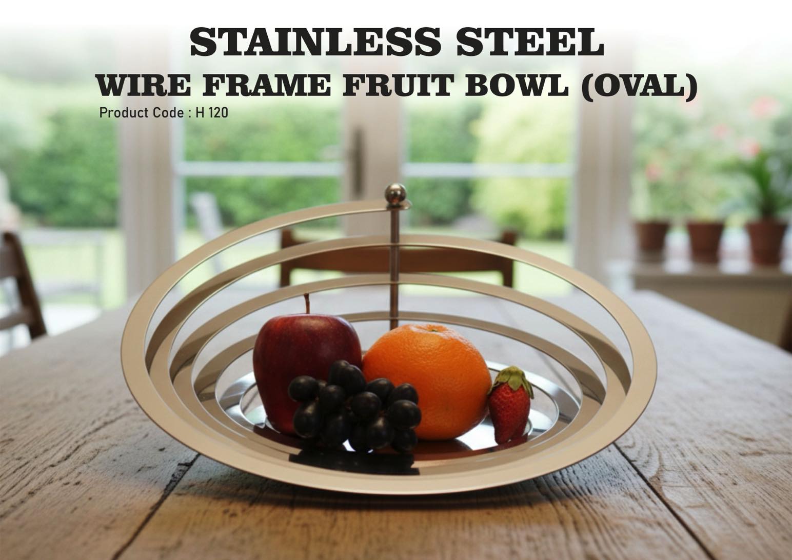 SS Wire frame Fruit bowl (Oval)