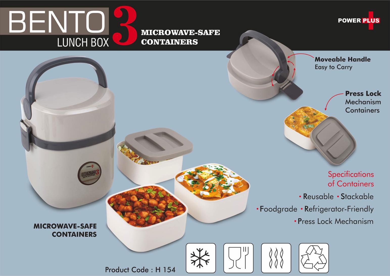 Bento Travel Lunch box with 3 plastic containers | Press Lock
mechanism | Square containers -
https://youtu.be/ZujzVzXnUTc