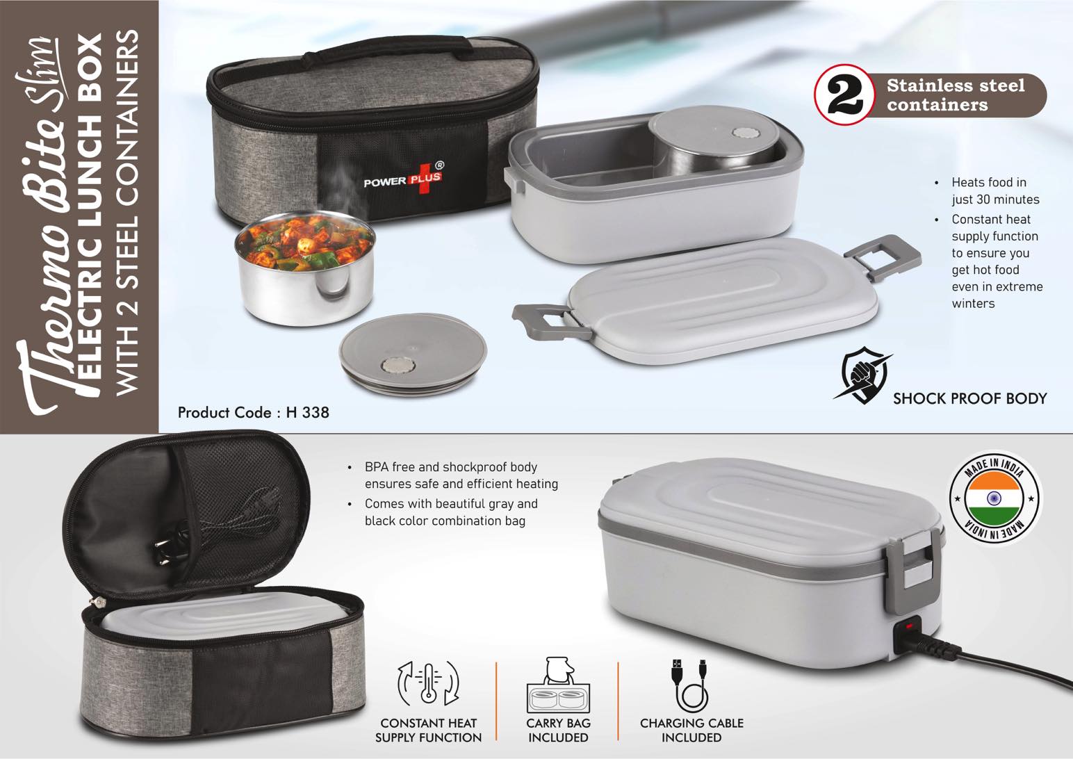 ThermoBite Slim: Electric Lunch Box with 2 Steel Containers |
Carry Bag included -
https://youtu.be/ftQwdn9RszY