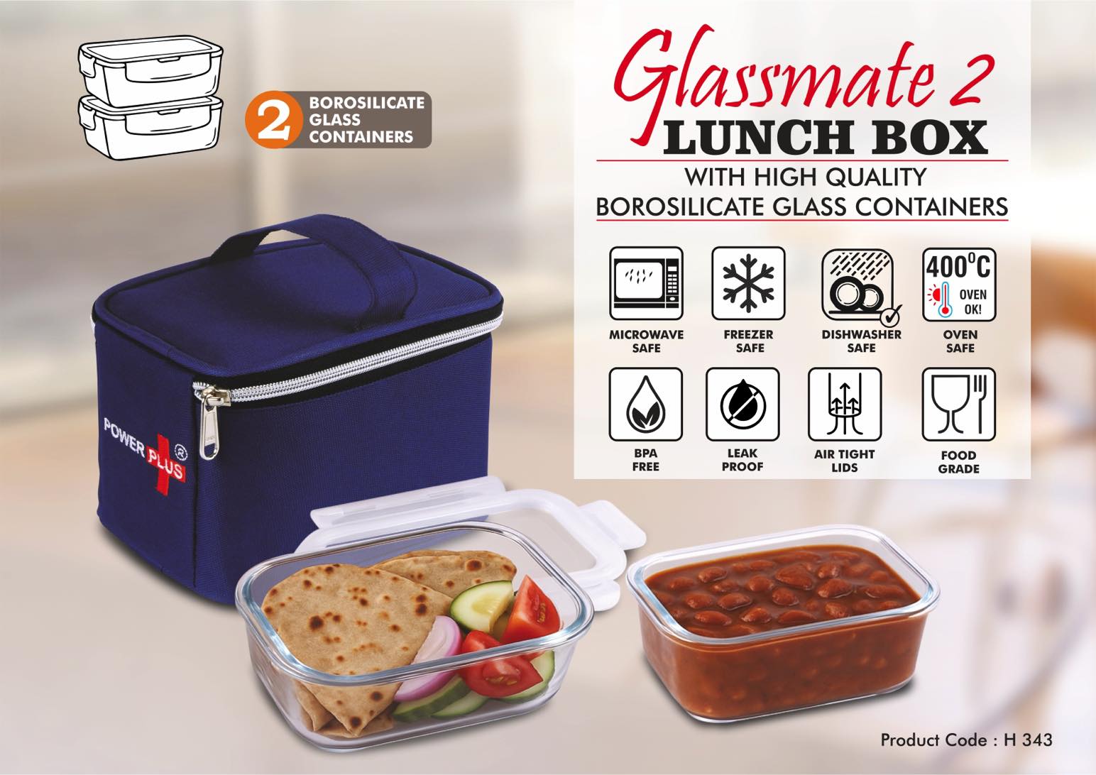 GlassMate 2 Lunch Box: Lunch box with High quality borosilicate
glass Containers | 2 containers
