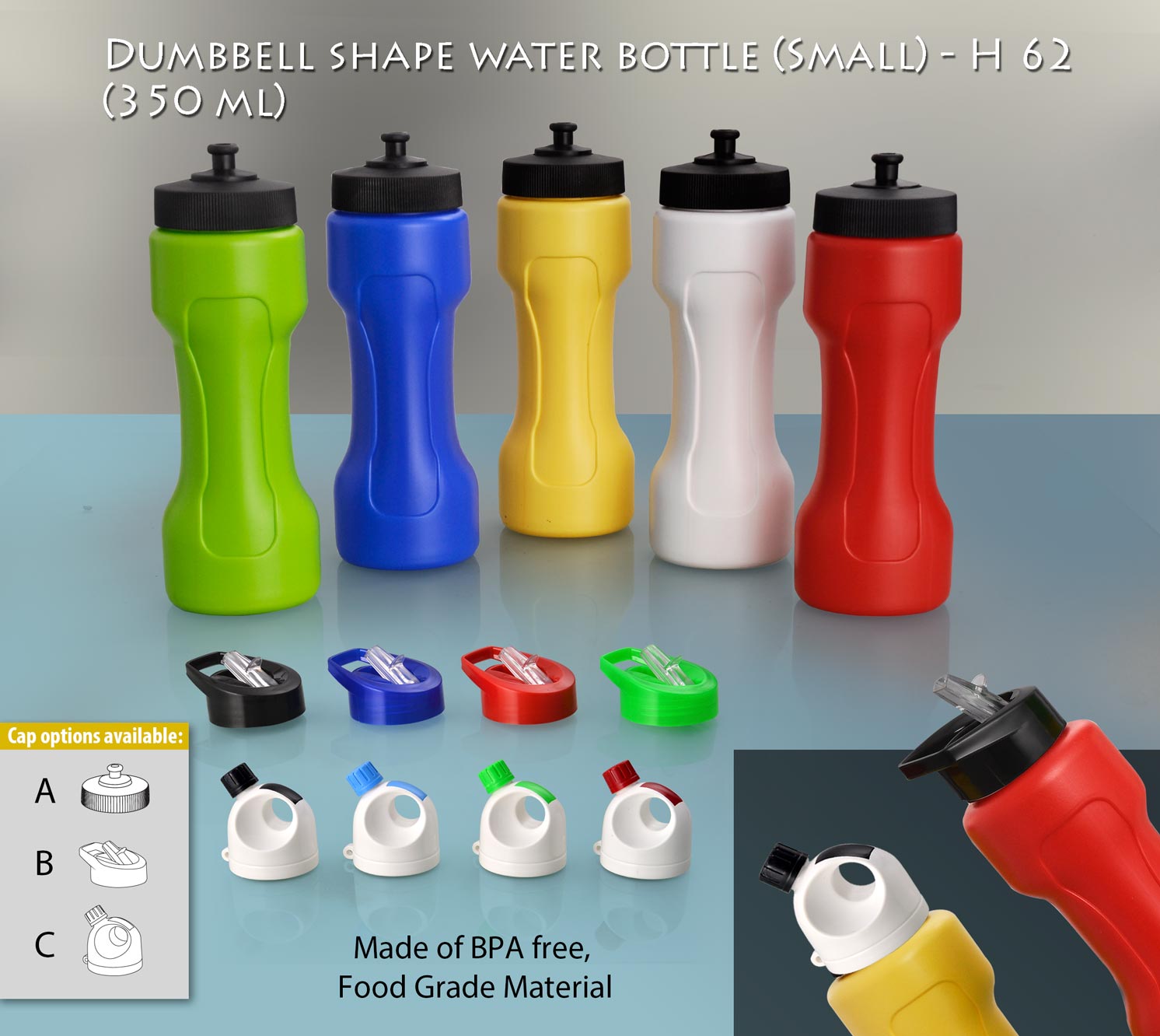 Dumbbell shape sipper water bottle small (350 ml)