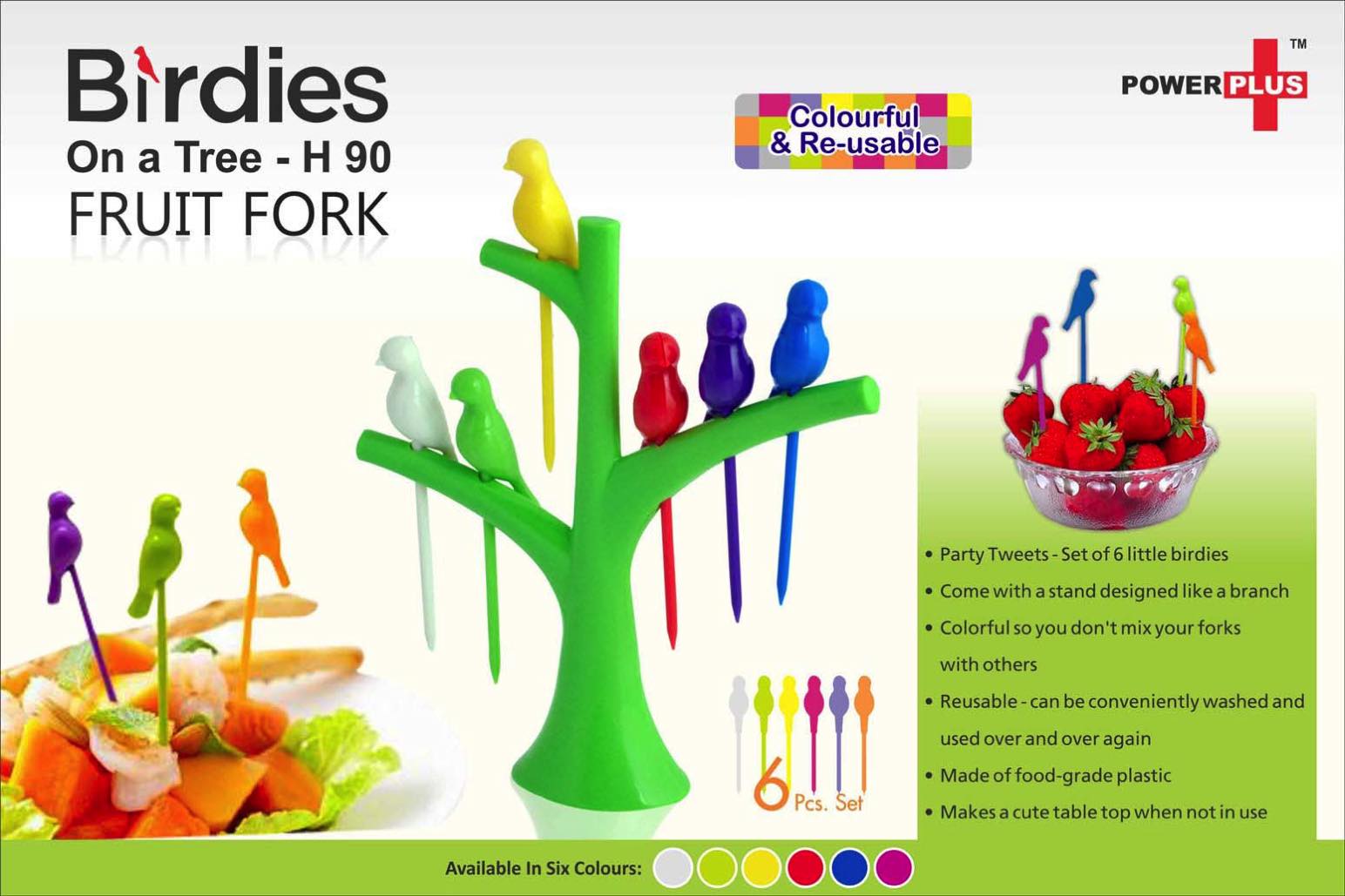 Birdies on a tree fruit fork set