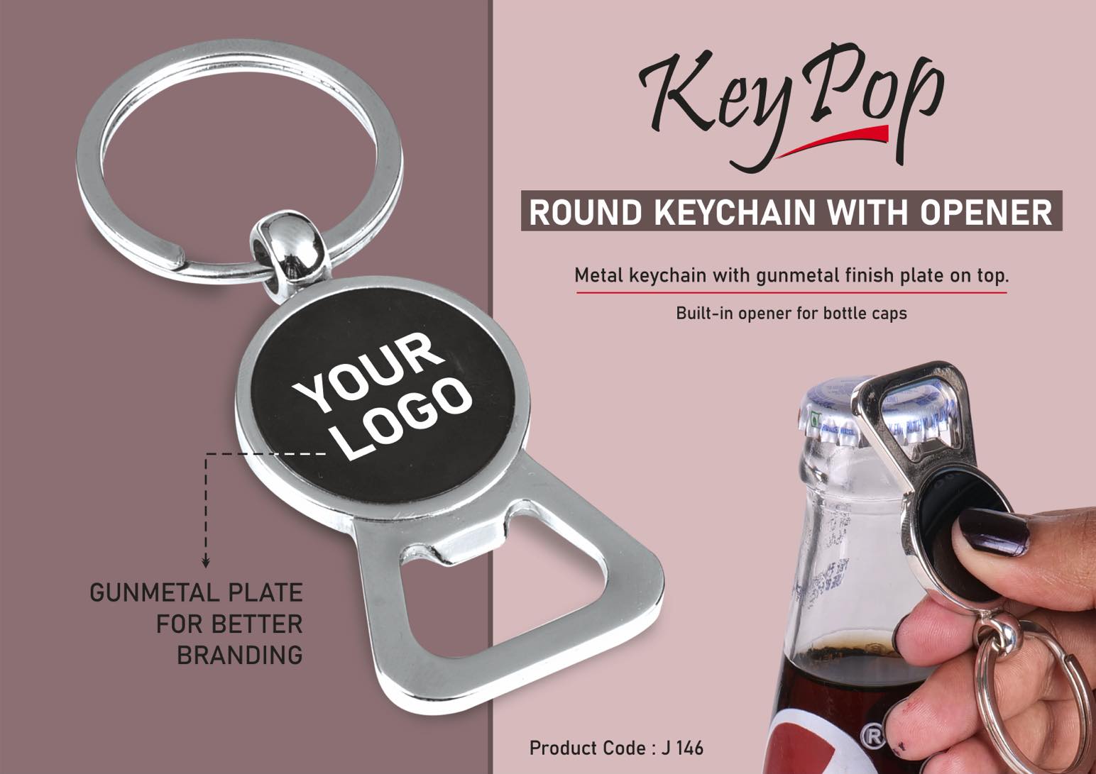 KeyPop: Round Keychain with opener
