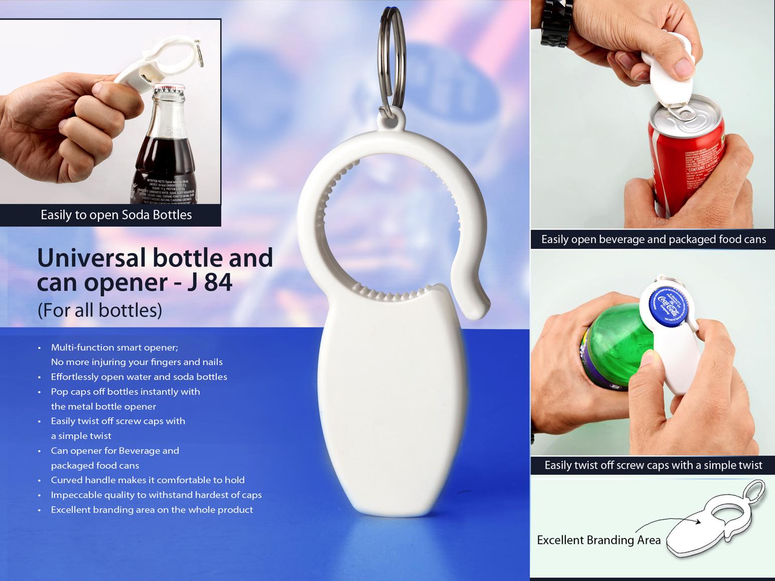 Universal bottle and can opener: For all bottles -
https://youtu.be/m-OYeUgDClA