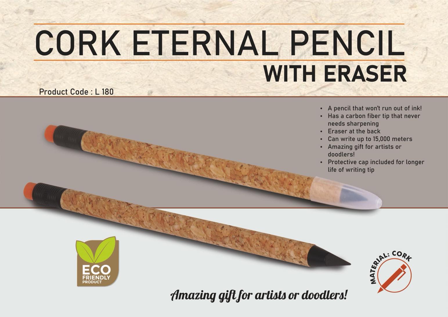 Cork Eternal pencil with eraser