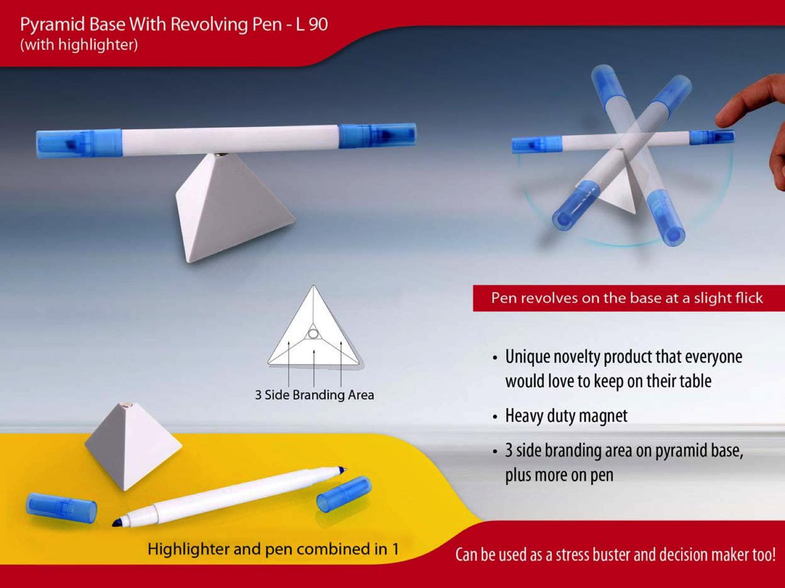 Pyramid stand with Revolving pen & highlighter