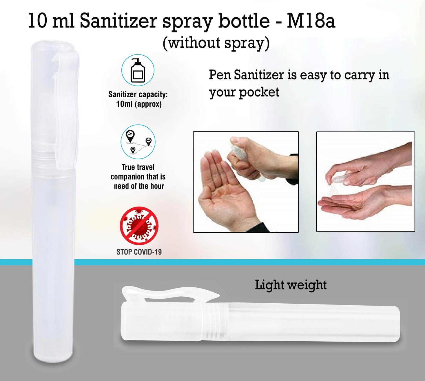 10 ml Sanitizer spray bottle (without spray)