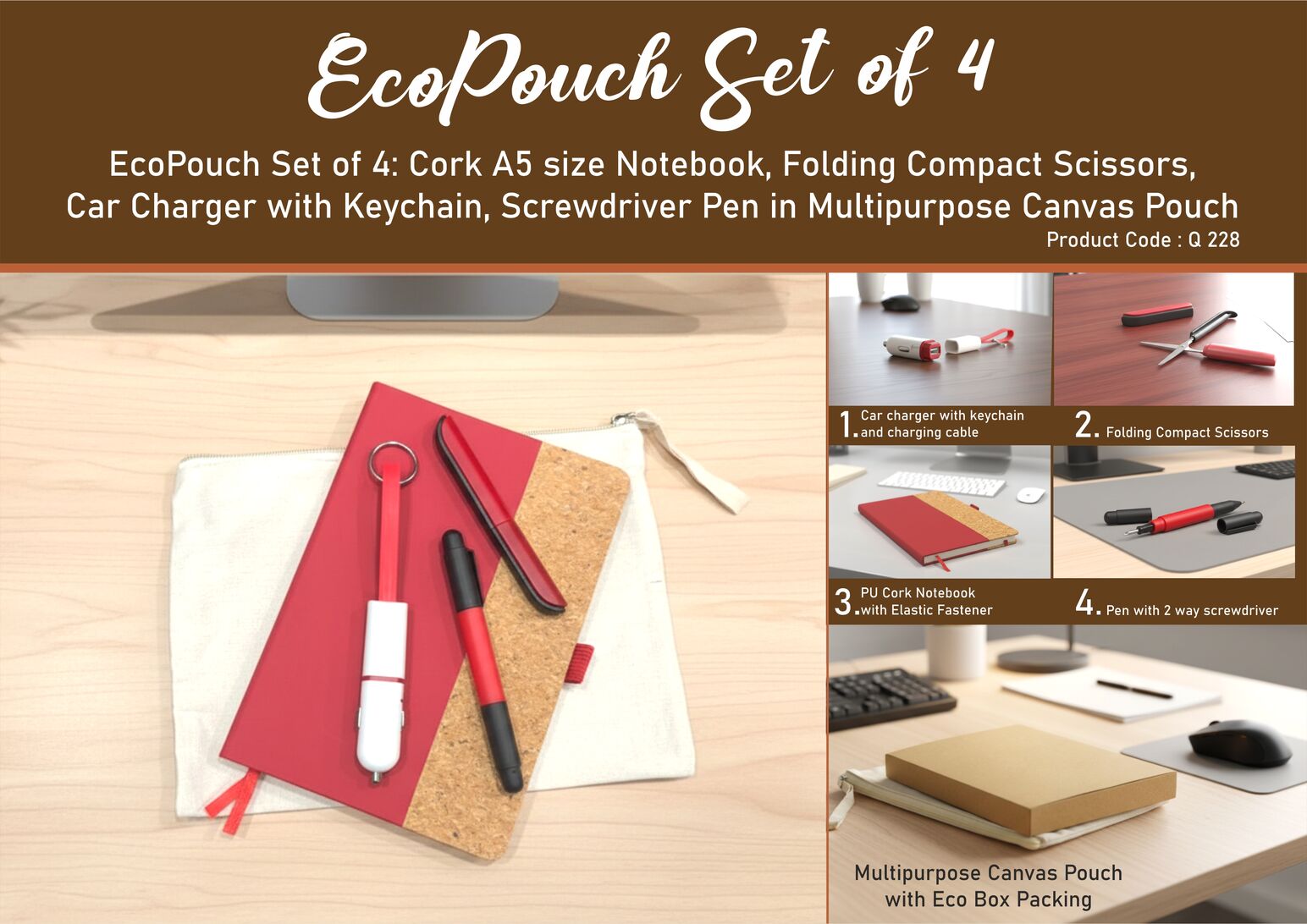 EcoPouch Set of 5: Travel Utility Kit in Multipurpose Canvas
Pouch
