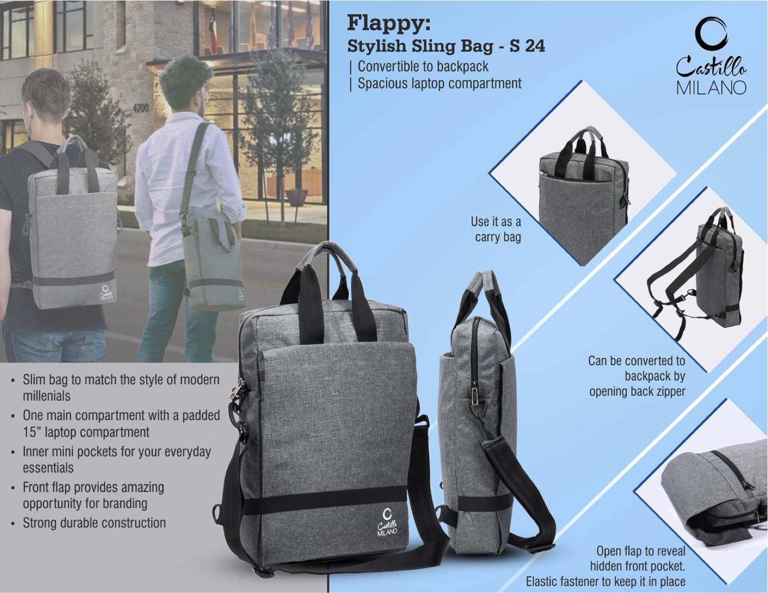 Flappy: Stylish Sling bag | Convertible to backpack | Spacious
laptop compartment