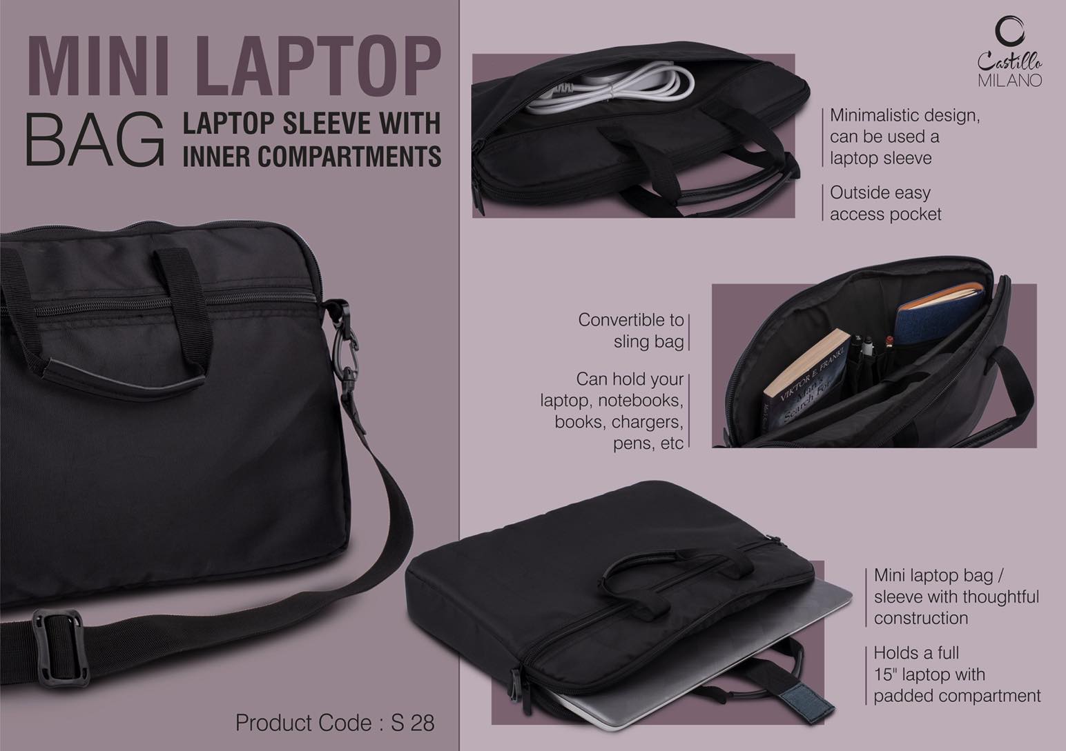 Mini Laptop bag / Laptop Sleeve with inner compartments |
Convertible to Sling Bag -
https://youtu.be/LsXbwHAN6aw