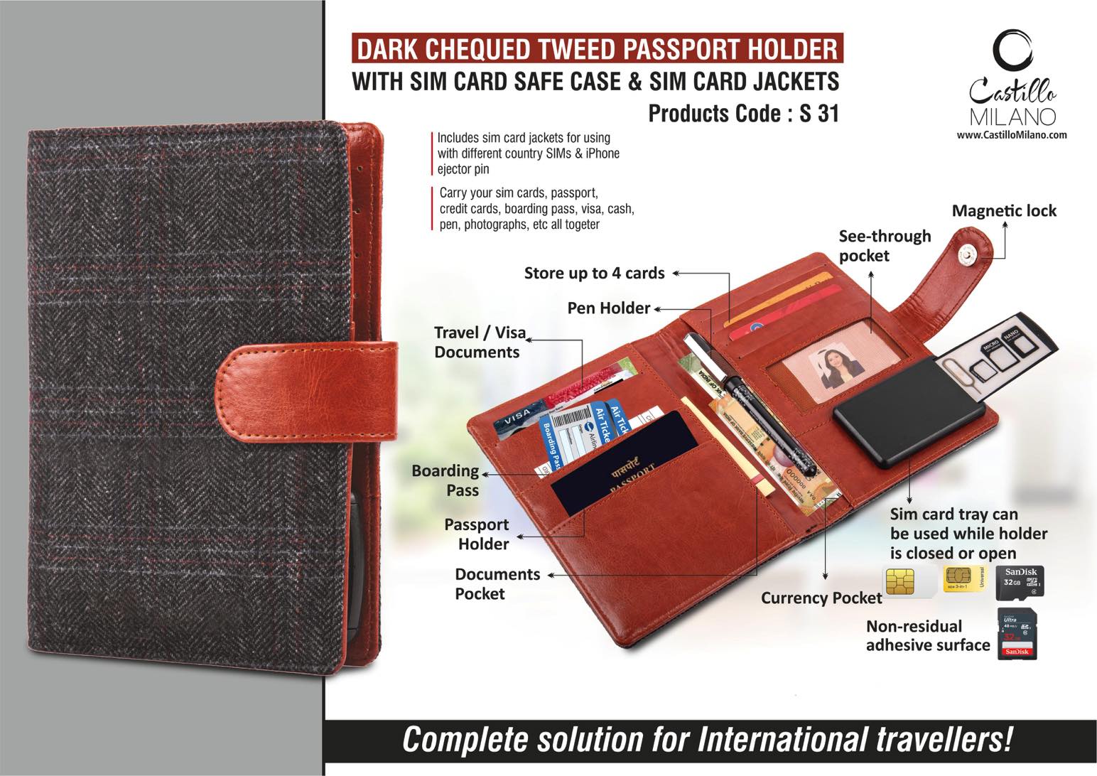 Dark Chequed Tweed Passport holder with Sim Card Safe Case
& Sim Card Jackets -
https://youtu.be/PGUpEkqGtXQ
