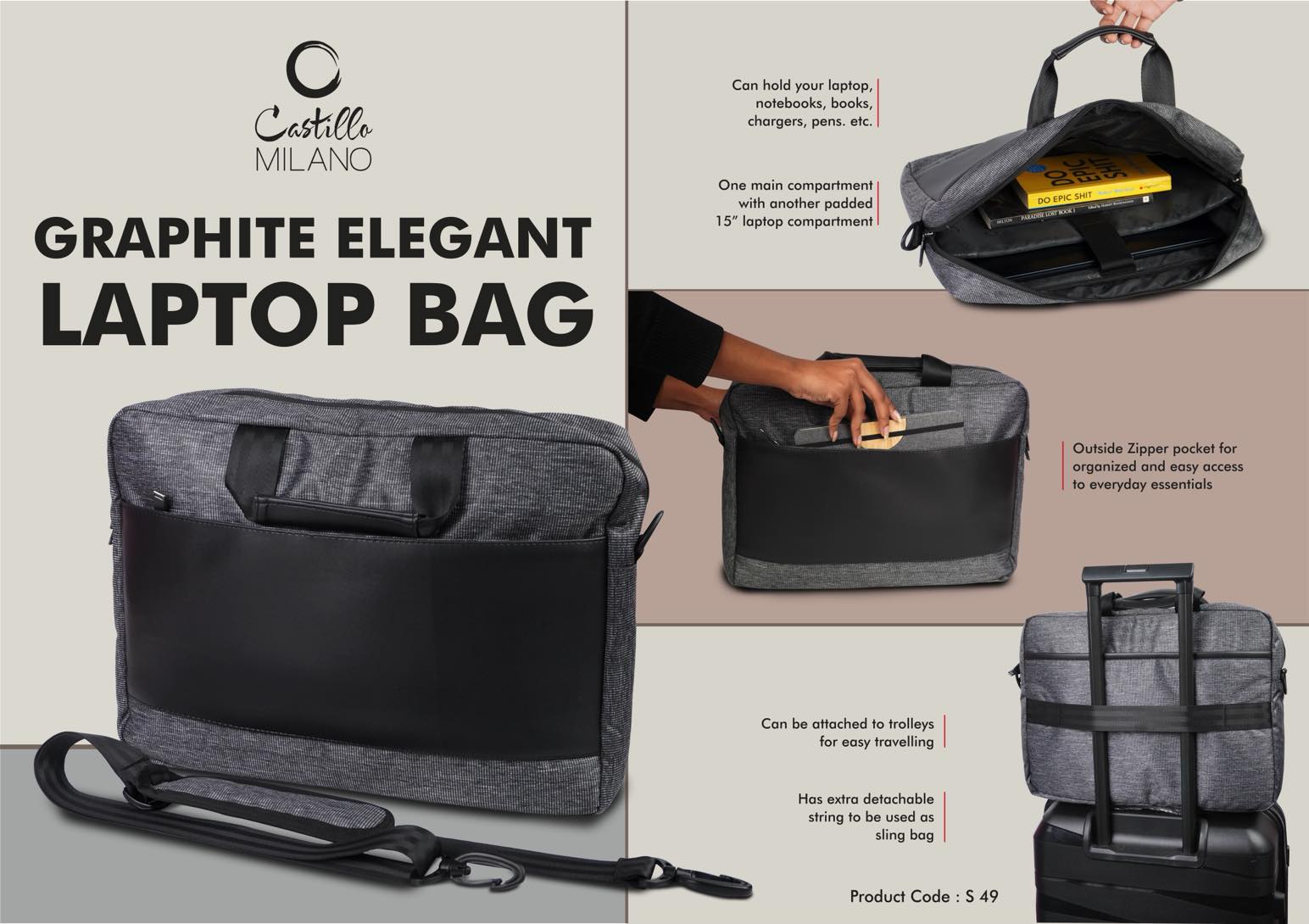 Graphite Elegant laptop bag