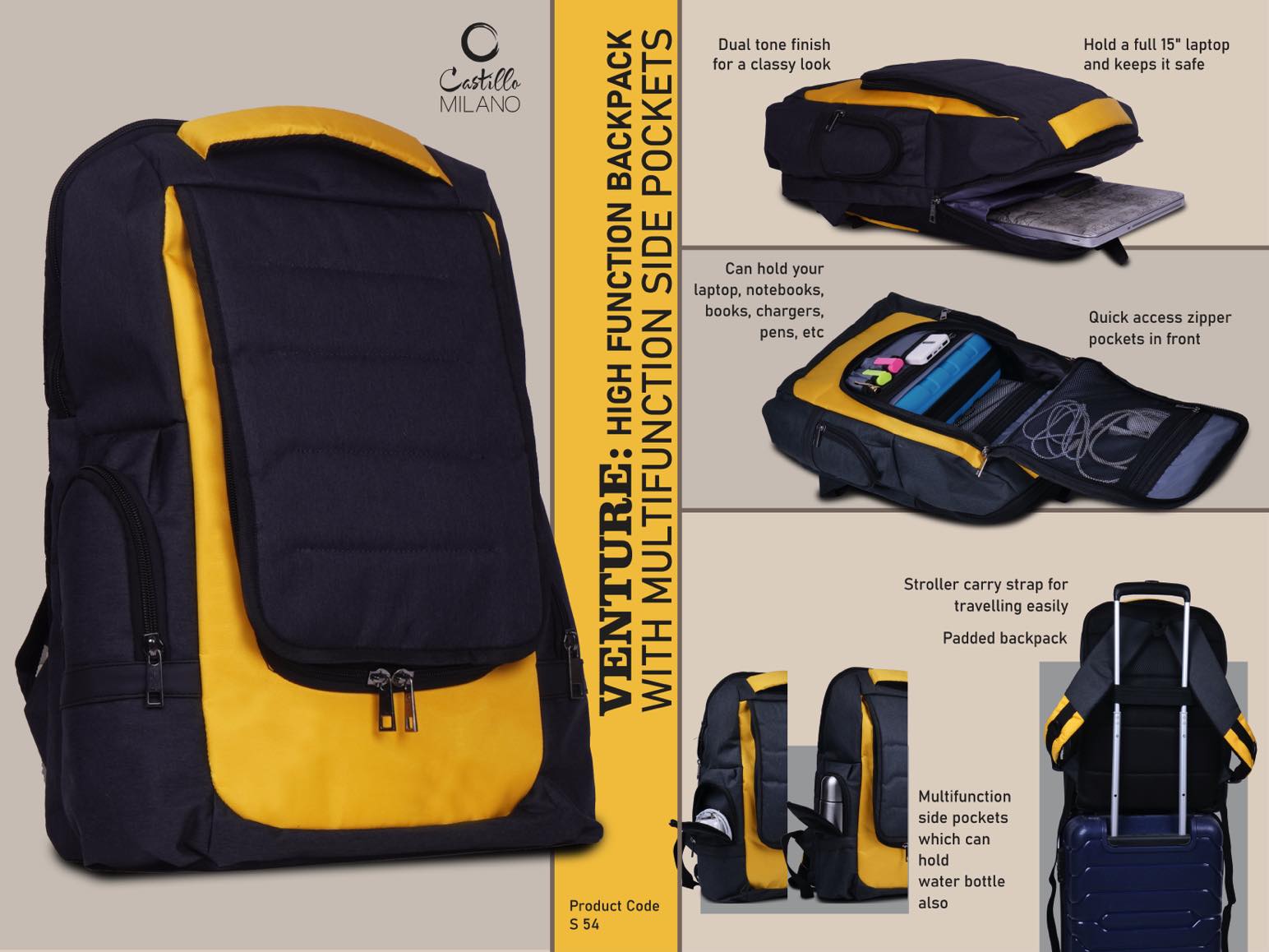 Venture: High function backpack with multifunction side pockets